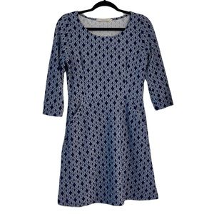 41 Hawthorn for Stitch fix navy geometrical 3/4 sleeve fall dress size Medium